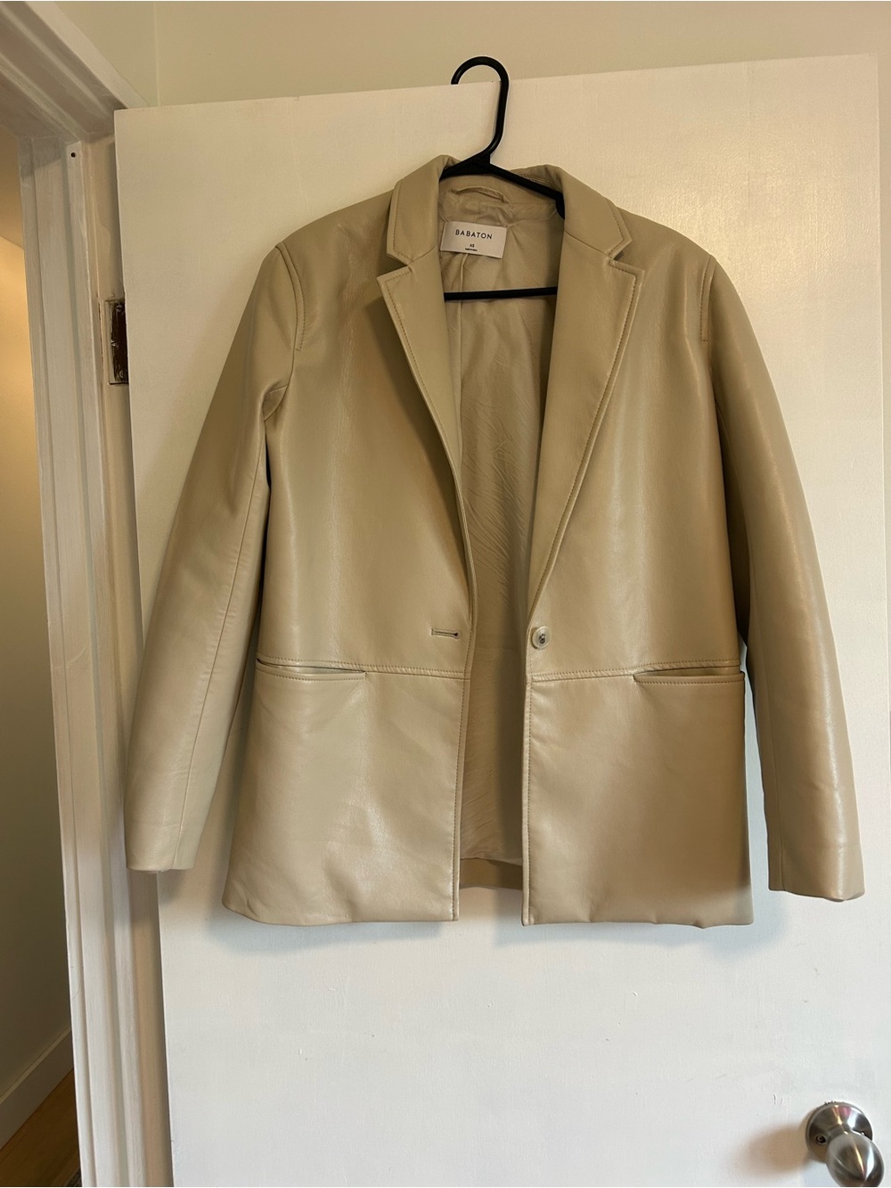 Babaton Cream Vegan Leather Blazer